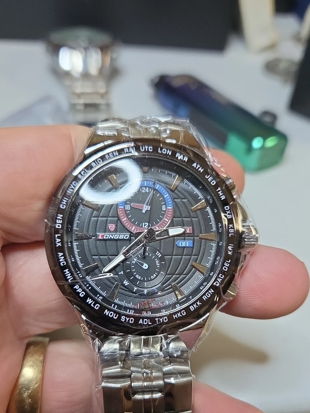 Men's Stainless Steel Watch in Black and Silver